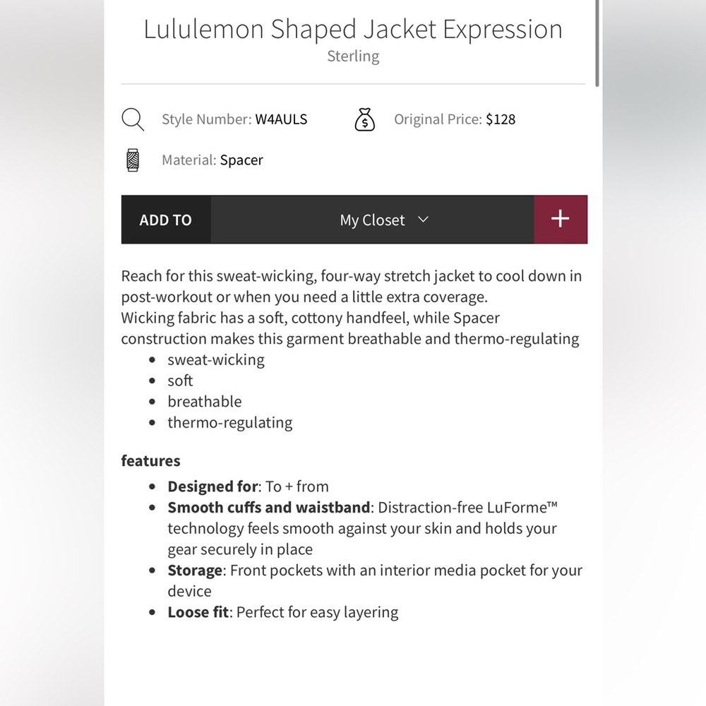 Lululemon Grey Jacket - Shaped Jacket Expression
… - image 13